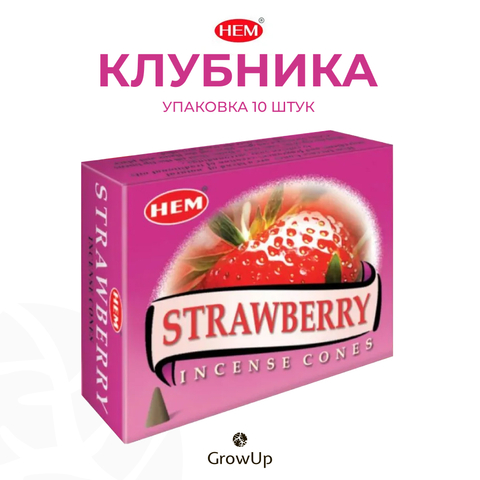 Ароматические благовония конусы HEM Клубника, 10 шт