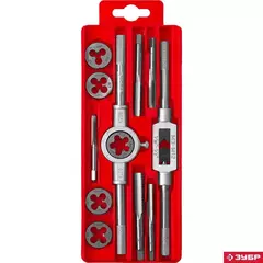 ЗУБР 20 предм., сталь 9ХС, набор метчиков и плашек в пластиковом боксе (2810-H20)