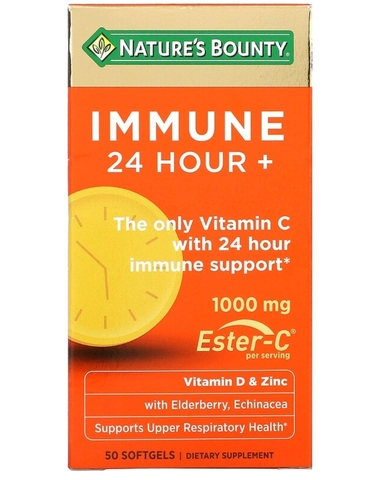 Nature's bounty, Immune 24 Hour +, 500 мг, 50 мягких таблеток