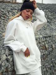 Худи женское оверсайз с начесом basis Молочный