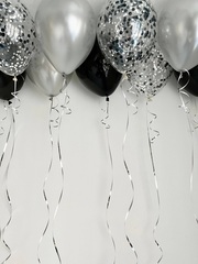 Воздушные шары на потолок черный/серебро №3928