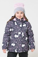 шапка  для девочки  КВ 20177/21ш/светлая астра,св.серый меланж