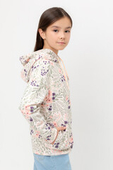 джемпер  для девочки  КР 302033/светлый жемчуг,летний сад