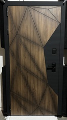 Входная металлическая дверь с зеркалом Континент 075 Зеркало 3D Черный кварц