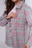 Рубашка для беременных и кормящих 18286 мятно-розовая клетка