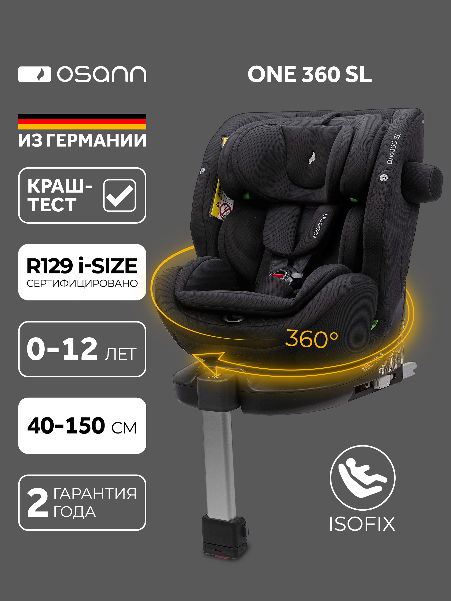 Детское автокресло Osann One360 SL Carbon