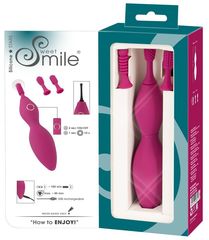 Ярко-розовый клиторальный вибратор с 3 насадками Spot Vibrator with 3 Tips - 17,9 см. - 