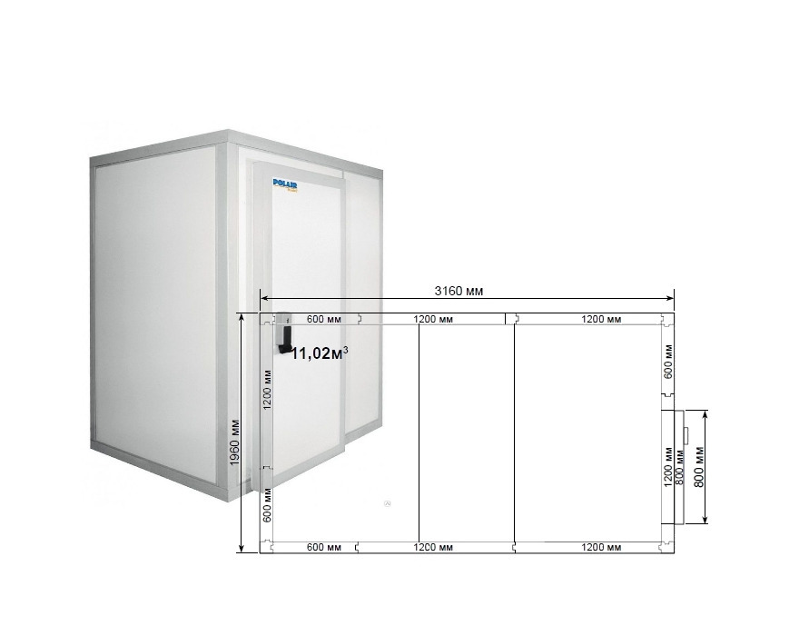 Высота камеры. Холодильная камера Полаир КХН 11.02. Polair КХН-11.02. Камера холодильная Polair КХН-11.02 без агрегата. Камера холодильная Polair КХН 11.02 м3.