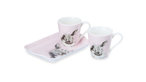 Набор кружек на подносе 2шт 180мл Royal Worcester Забавная фауна Кролик