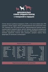 ALPHAPET WOW сухой корм для взрослых собак средних пород (говядина,сердце) 2 кг