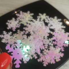 Пайетки Снежинка розовые - сверкающие 27х27мм (50шт)