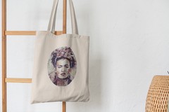 Сумка-шоппер с принтом Фрида Кало (Frida Kahlo) бежевая 009