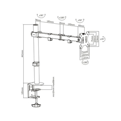 Настольный кронштейн Brateck LDT12-C012N для 1 монитора (13