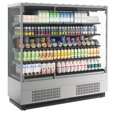 Витрина холодильная Carboma Cube 2 FC20-07 VM 1,9-1 0030 LIGHT фронт X0 бок металл с зеркалом (версия 2.0) (9006-9005)