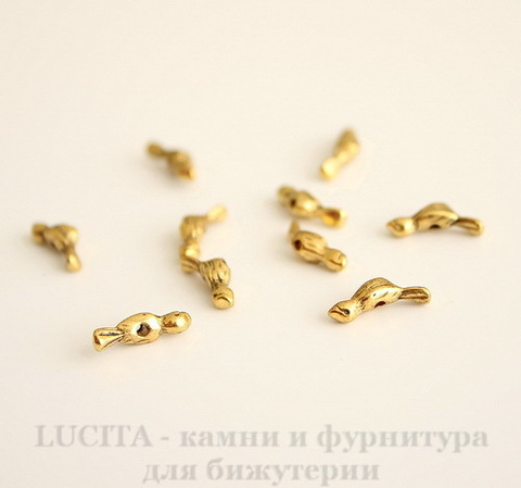Бусина металлическая "Птичка" 12х4 мм (цвет - античное золото), 5 шт