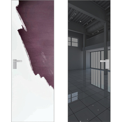 Скрытая дверь Invisible 0M кромка матовая снаружи под окраску внутри зеркало Grey