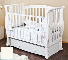 С 551 Кровать детская "Ярослава" резьба №11 декор №2 (Бабочка) (ваниль)