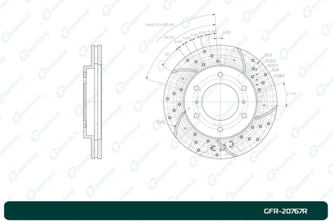 Диск тормозной перфорированный вентилируемый G-brake GFR-20767R правый