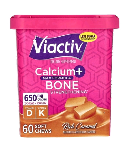 Viactiv, Max Formula, кальций и средство для укрепления костей, насыщенная карамель, 60 жевательных таблеток