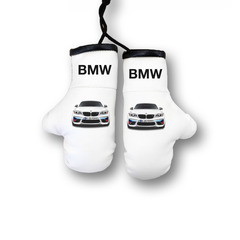 Перчатки боксерские комбинированные "BMW авто", белые с черным