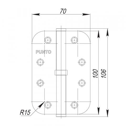 Петля съемная S100113/R14-4R 100*70*2.5 PN right (перл.никель) правая