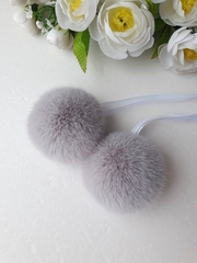 Eco-fur pompoms, 5 cm, color Sundae, 2 pieces