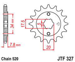 Звезда передняя (ведущая) JTF327.14 CRF150, CRF230, XR250, VT125,XL125