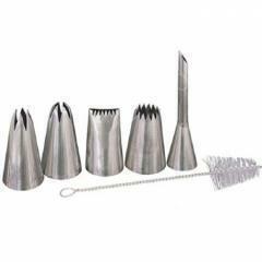 Набор кондитерских насадок 5 шт. с ёршиком