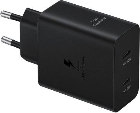 Зарядное устройство Samsung EP-T5020X 50W 2xUSB-C + кабель Черный