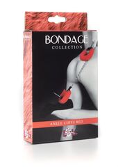 Красные меховые оковы на ноги BONDAGE - 