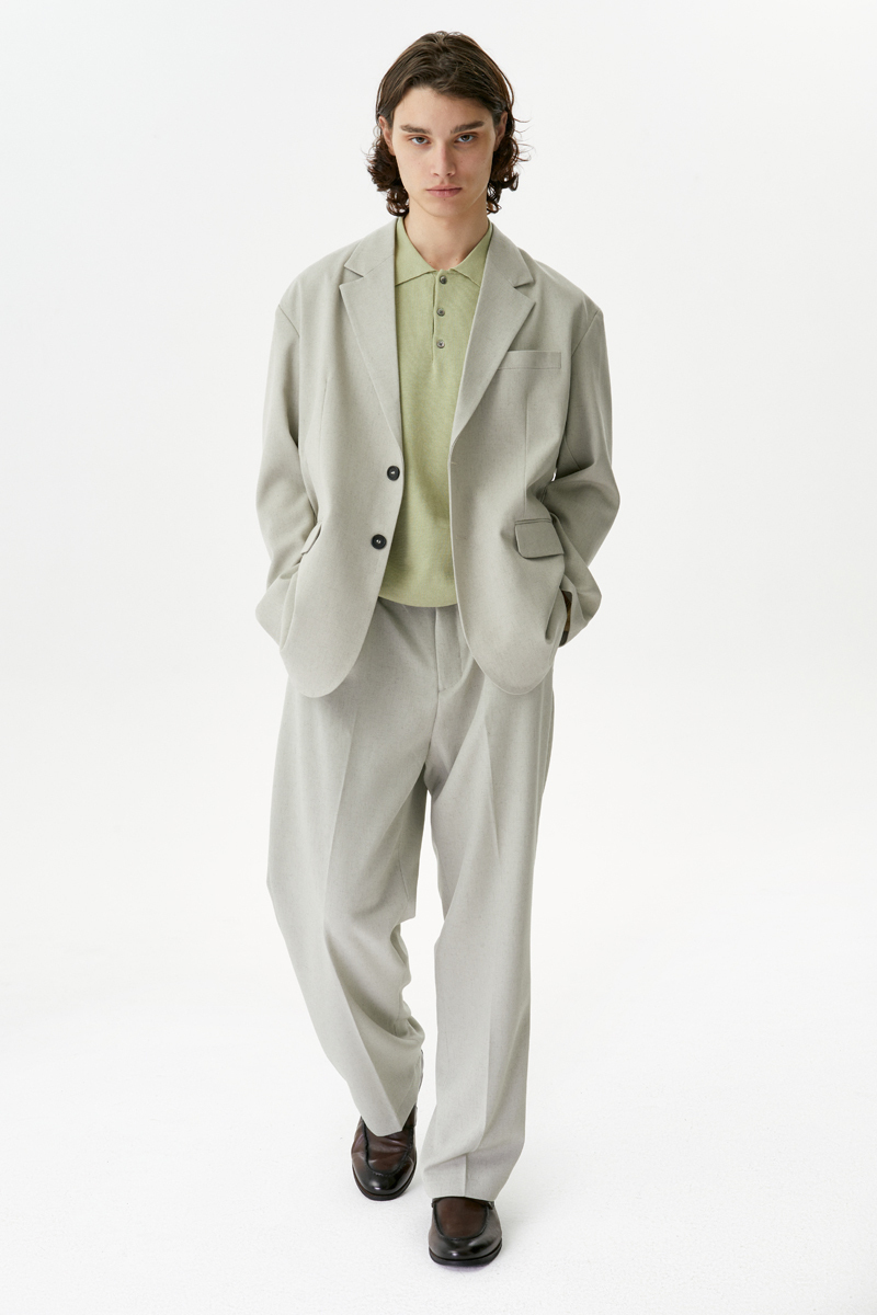 Бежево-серый брючный костюм Copper