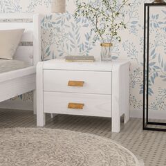 Тумба прикроватная Мадейра 2 ящика из массива сосны, белая, на ножках