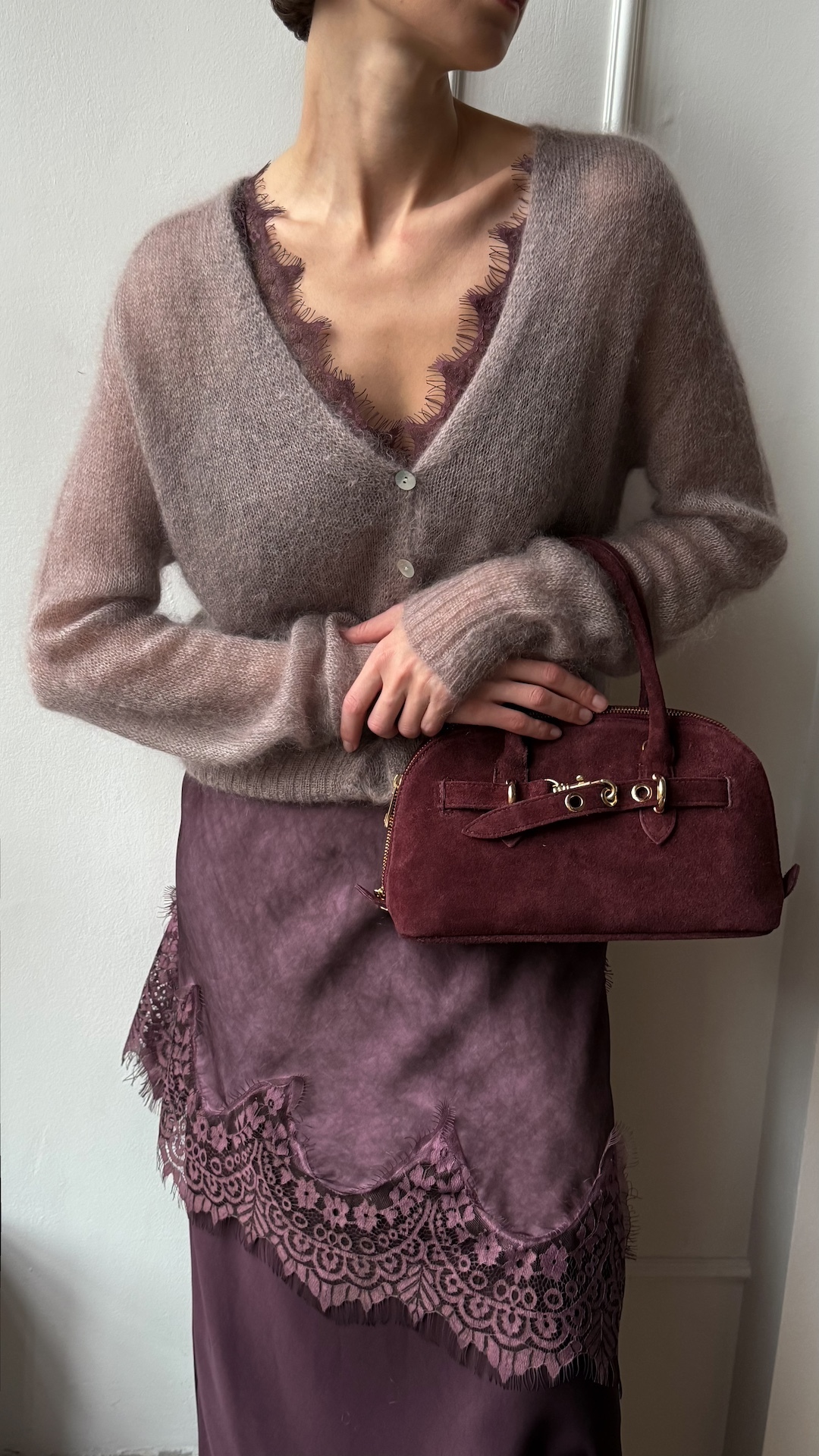 Кардиган связанный паутинкой из детского мохера