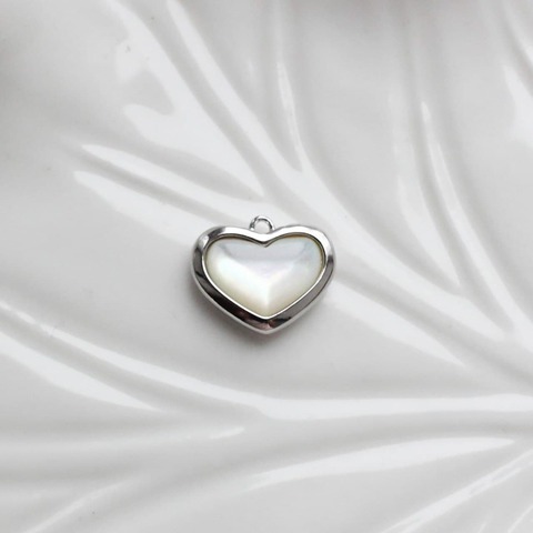 УЦЕНКА!!!Подвеска Сердце с перламутром 15*12 мм, родий, У098