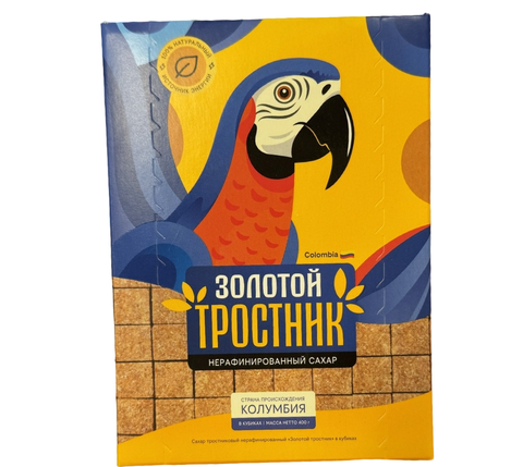 Сахар Золотой Тросник тросниковый нераф в кубиках 400г, шт