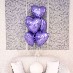 Аг 19''/48 см, Сердце, Фиолетовый Аметист, Пастельный Сиреневый, 1 шт.