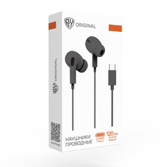 Наушники проводные внутриканальные с микрофоном, TYPE-C, BY