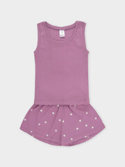 пижама  для девочки  К 1649-1/темная орхидея,поле с ромашками