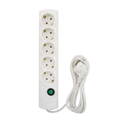 89-0-064 Удлинитель с сетевым фильтром 5 розеток ПВС 3х1мм?, 16А, с/з, с выкл., 5м, 5м Very