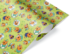 Упаковочная бумага, Три Кота, Коржик и Компот, 0,7*1 м, 5 листов