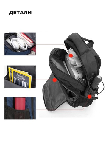 Картинка рюкзак городской Aoking SN86096 Black - 3