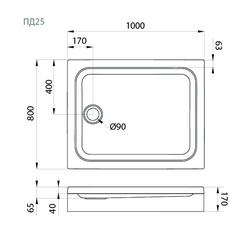 Поддон душевой 100x80 низкий акриловый