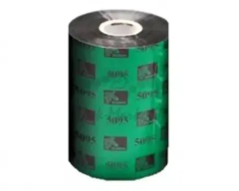 Zebra Resin Ribbon, 89mmx450m (3.5inx1476ft), 5095; High Performance, 25mm (1in) core, 6/box