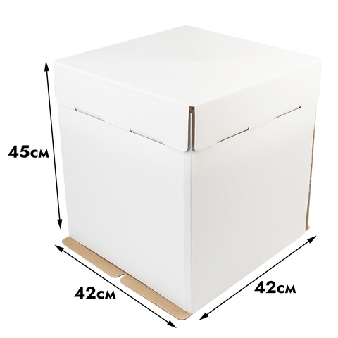 Коробка для торта картонная 42*42*45 см, Белая