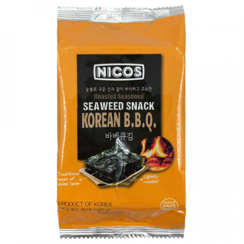 Морская капуста со вкусом корейского барбекю Nicos Seaweed Snack Korean BBQ, 4 гр