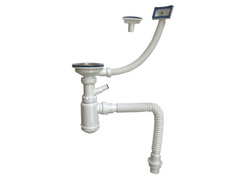 67-0-154 Сифон для мойки, с кругл. переливом, с отводом, в комп. с гибк. Трубой, 3 1/2