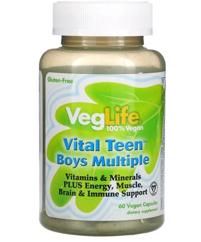 Veglife, Vital Teen, витаминный комплекс для мальчиков, 60 растительных капсул