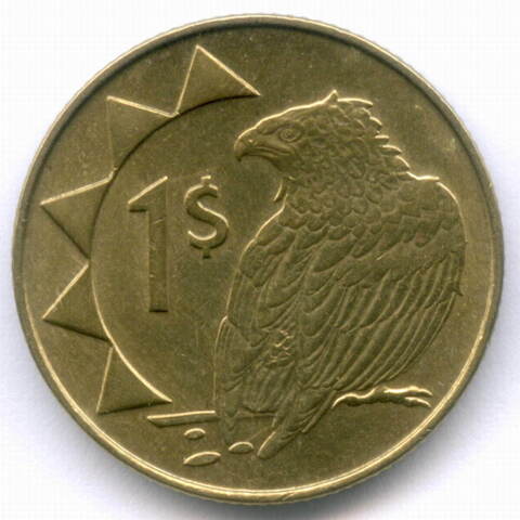 1 доллар 2006 год. Намибия. Орел-скоморох. Латунь, диаметр 22.4 мм. XF-