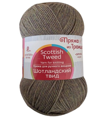 Пряжа "Шотландский твид", 100% шерсть, 100 гр - 360 м, меланж хаки