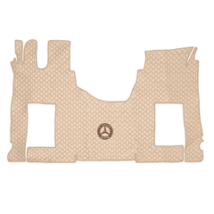 Ковры MERCEDES Actros с 2022 года (Китаец) ровный пол (экокожа, бежевый, бежевый кант, коричневая вышивка)